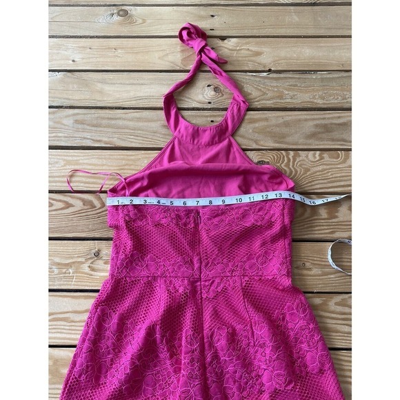 Guess Halter Top Lace Romper Size 4 Women’s Hot Pink - Picture 9 of 10